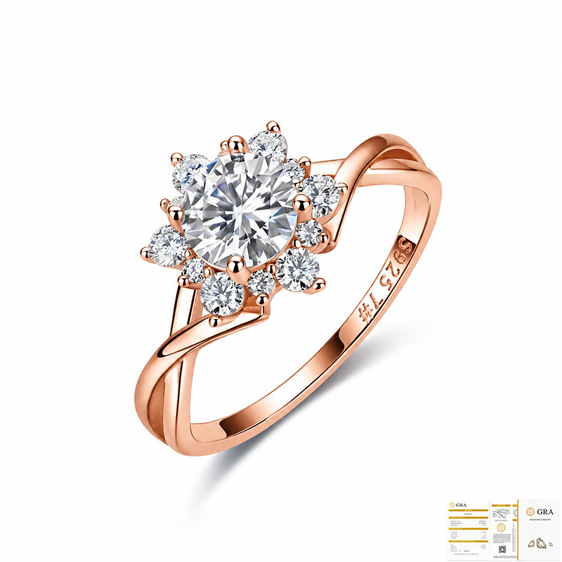 Unisex Moissanite Engagement Ring, S925 Silver Solitaire